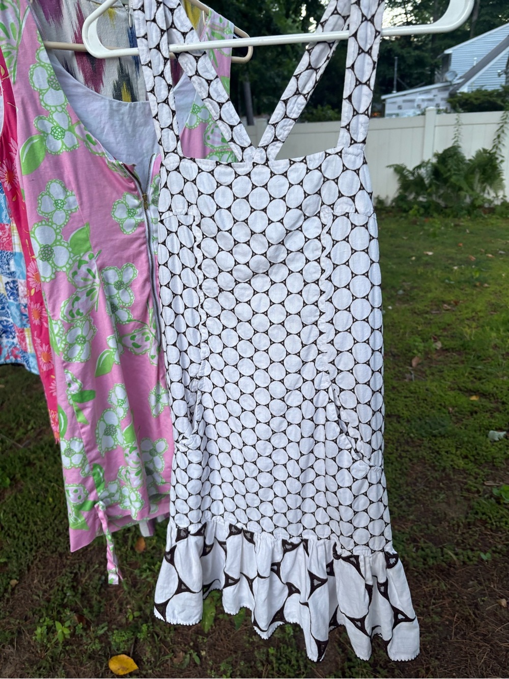 Diane Von Furstenberg White and Brown Circle-Print Midi Dress